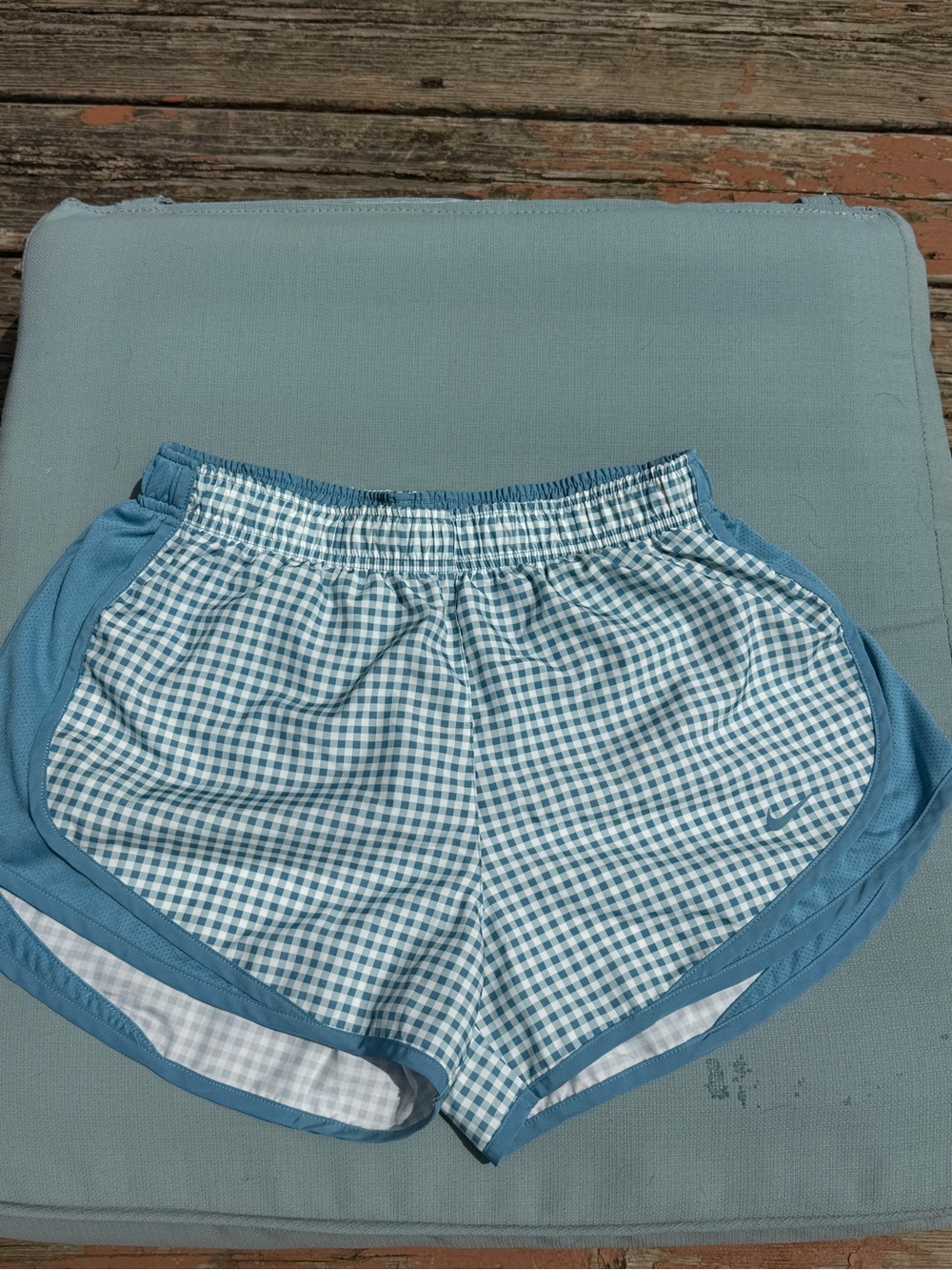 Nike Women's Blue Gingham Athletic Shorts